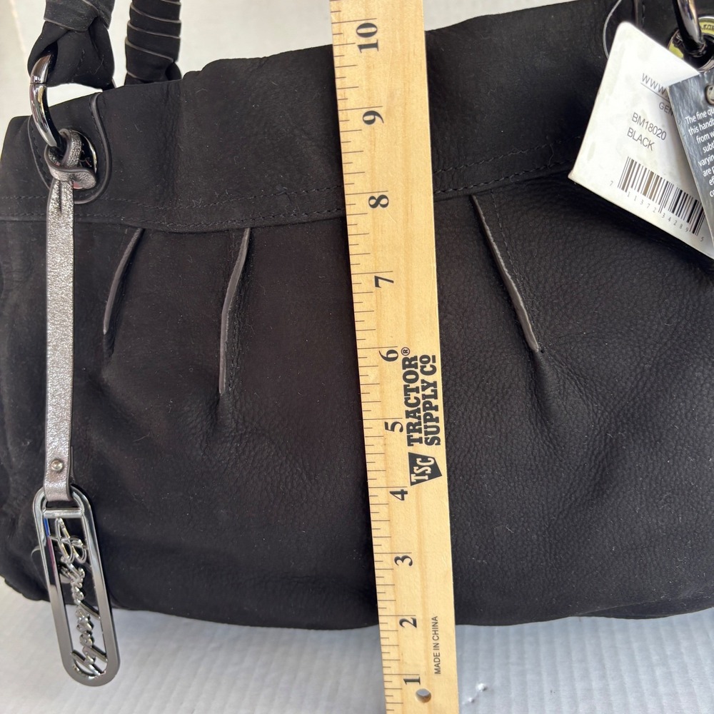 B. Makowsky Bella E/W Tote Bag Womens Large Black Leather Pleated BM18020 - Picture 7 of 16